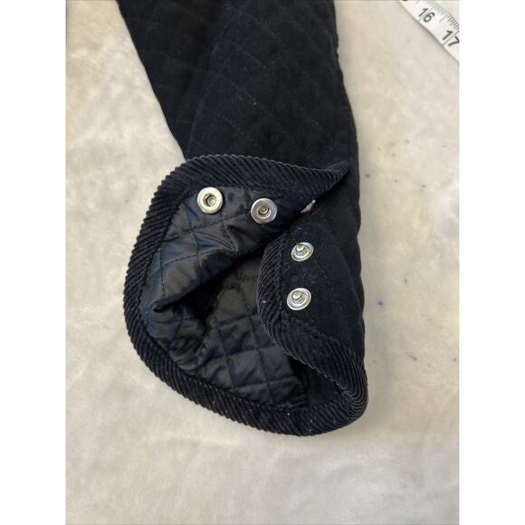 Talbots Women Quilted Corduroy Neck Jacket Sz L Black Snap Button Front Stretch - Picture 8 of 11